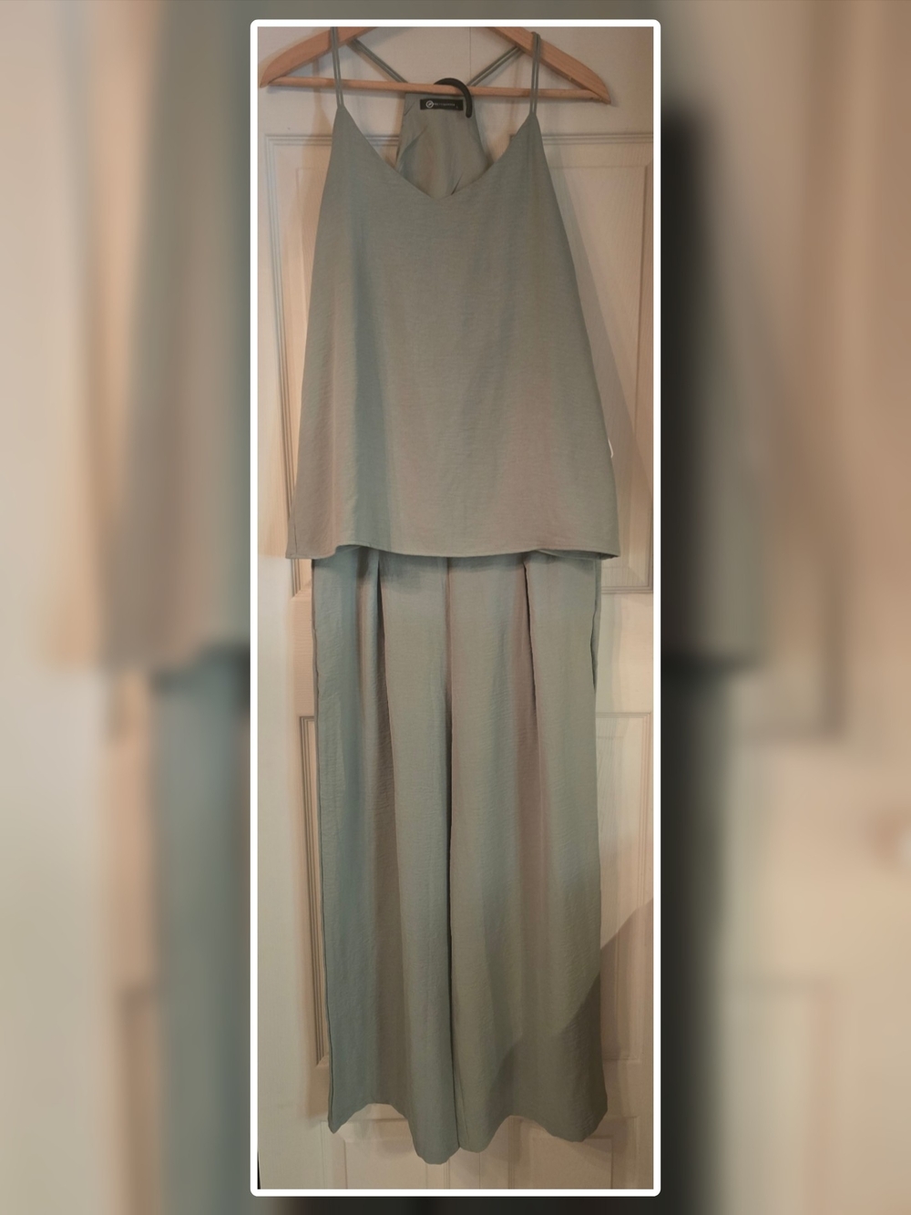 "Pretty Garden" Light Sage Two-Piece Wide Leg Pant Set